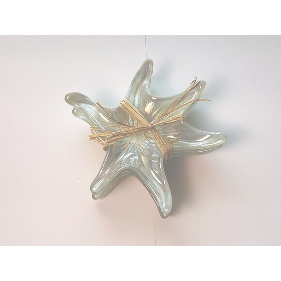 Akcam Turkish Glass 4 NEW Starfish Dishes / Plates Pearlescent White Star Fish - Picture 3 of 7